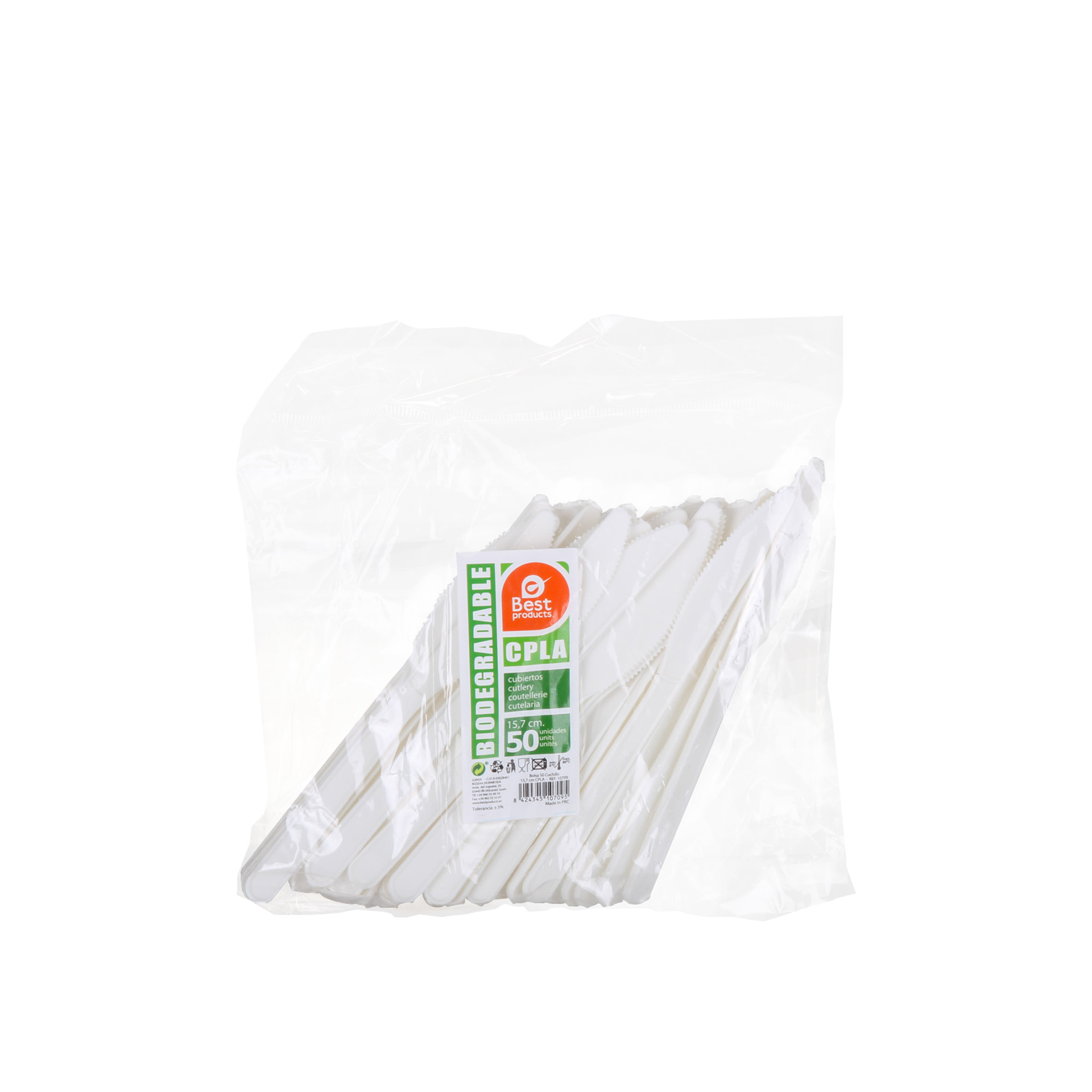 Faca Plástico Biodegradável 15.7CM Pack 10