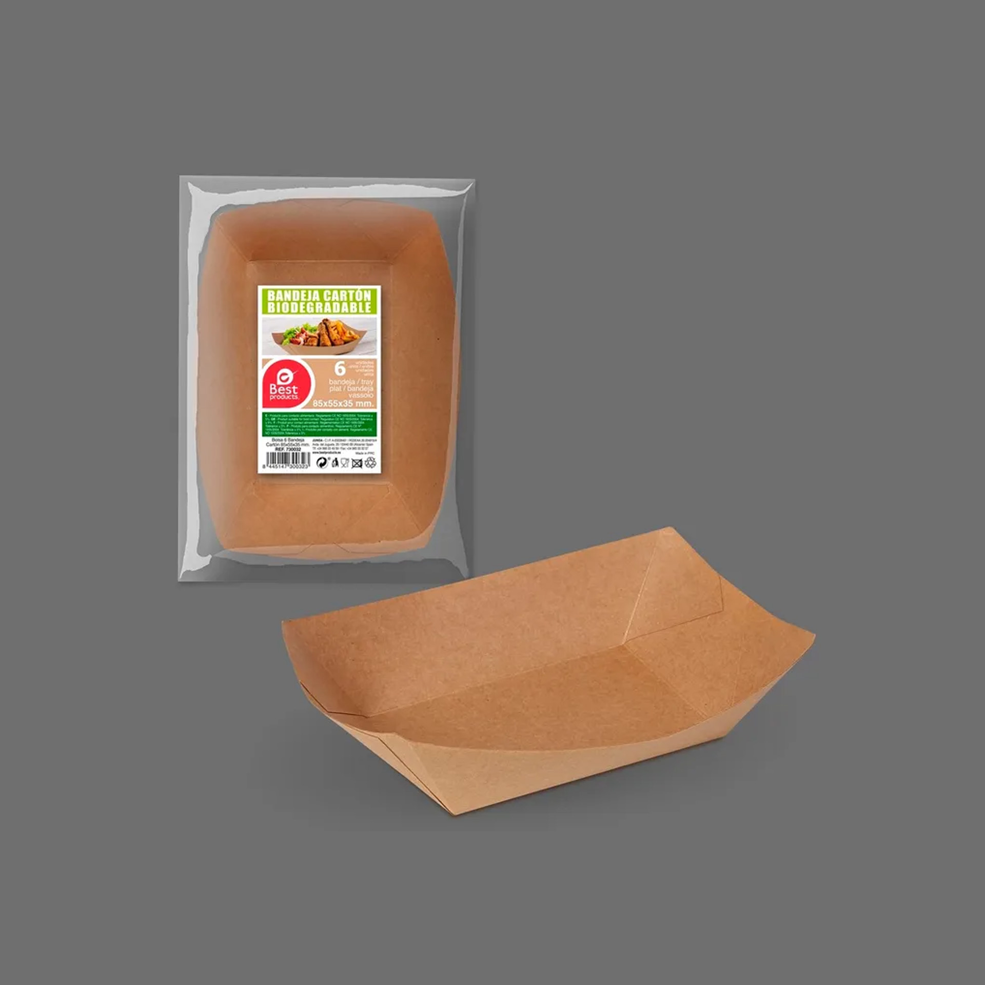 Bandeja Cartão Kraft 8.5X5.5X3.5CM Pack 6