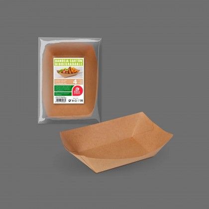 Bandeja Carto Kraft 17X9.5X5.5CM Pack 4