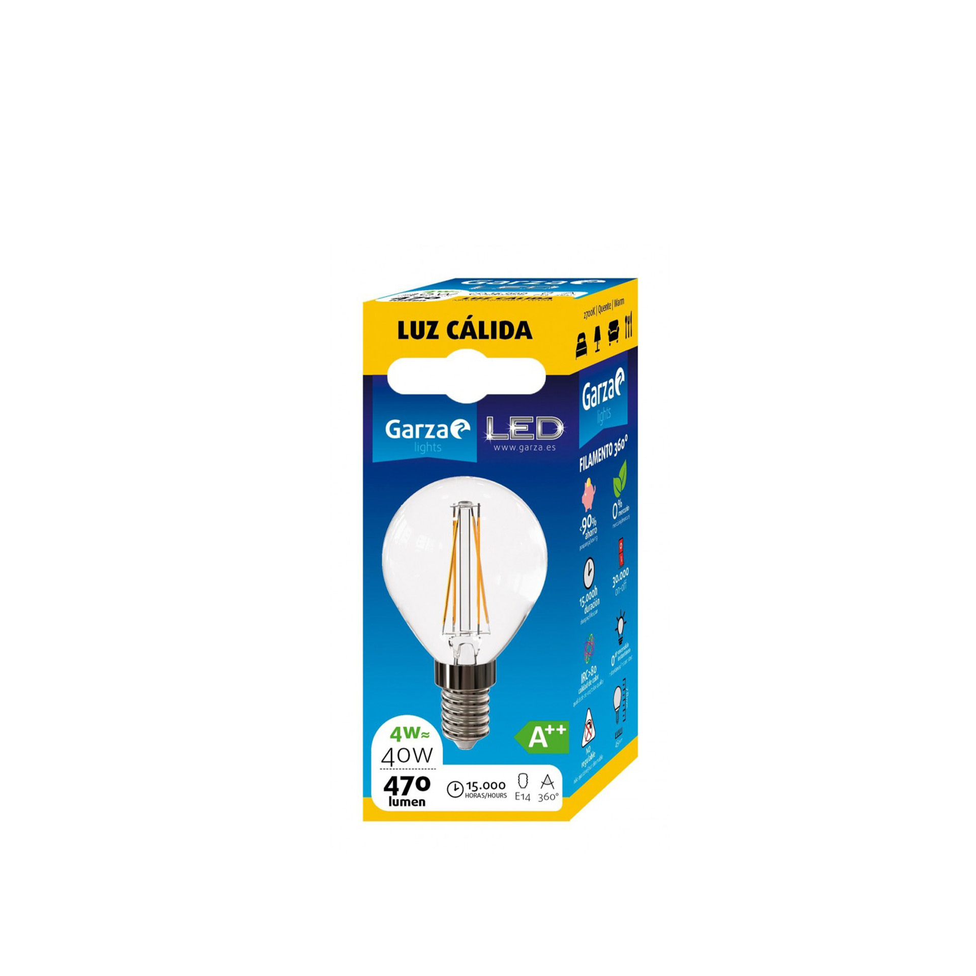 Lâmpada Led Filamento Esférica E14 4W Luz Quente
