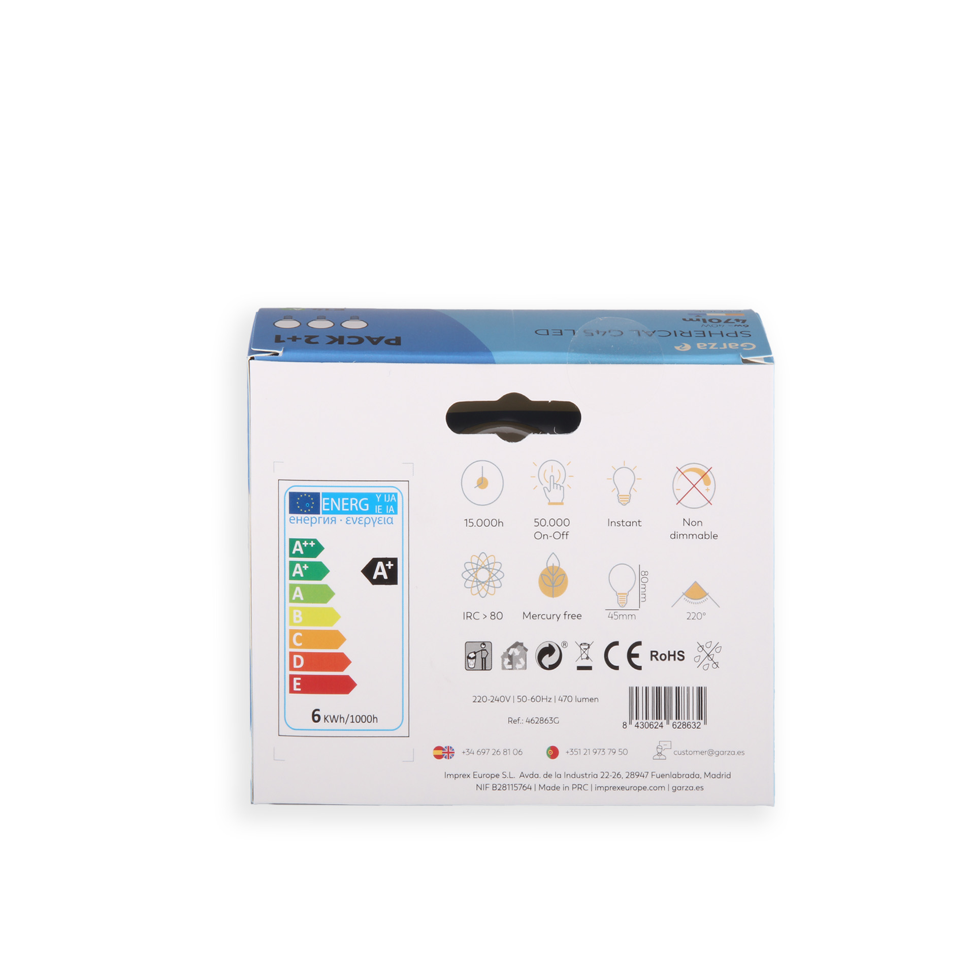 Lâmpada Filamento Led Esférica E14 6W Luz Fria Pack 3