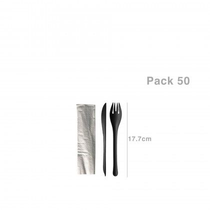 Faca / Garfo / Guardanapo Eko Preto