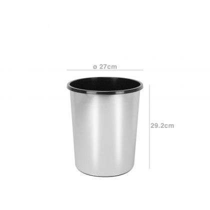 Cesto Papis Office Redondo Prateado 27X29.2cm