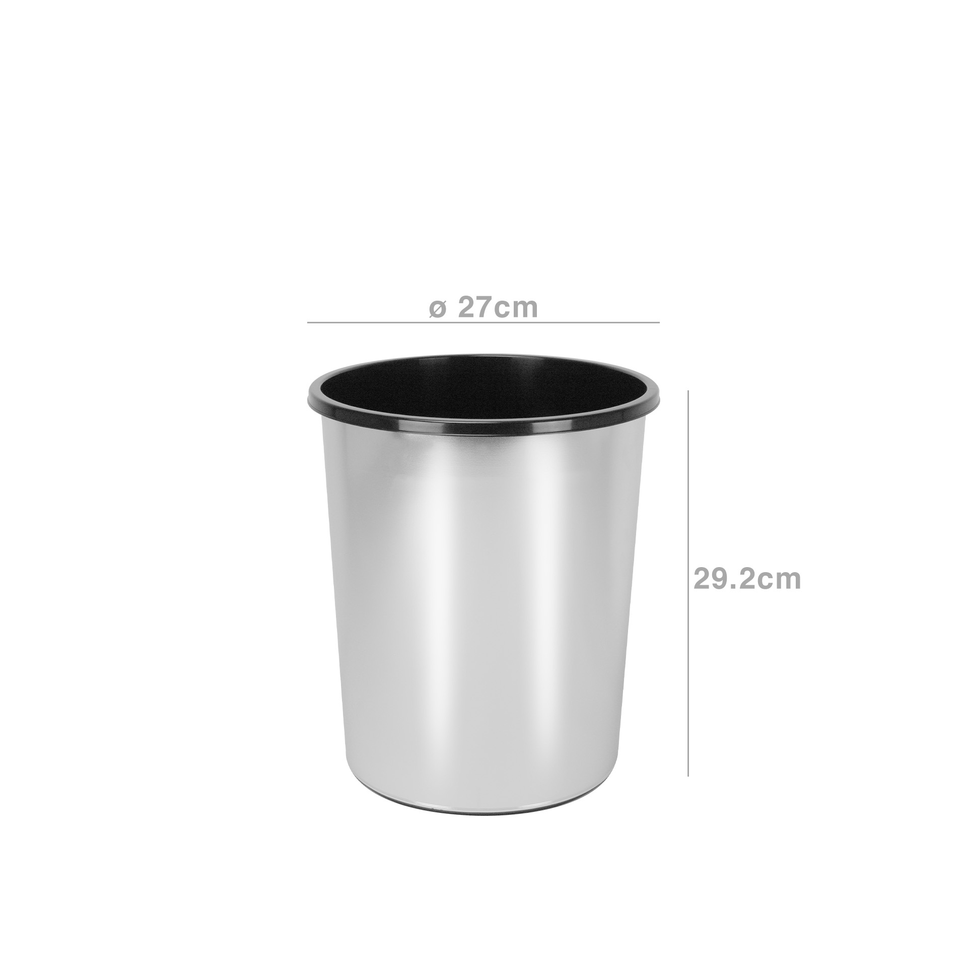 Cesto Papéis Office Redondo Prateado 27X29.2cm