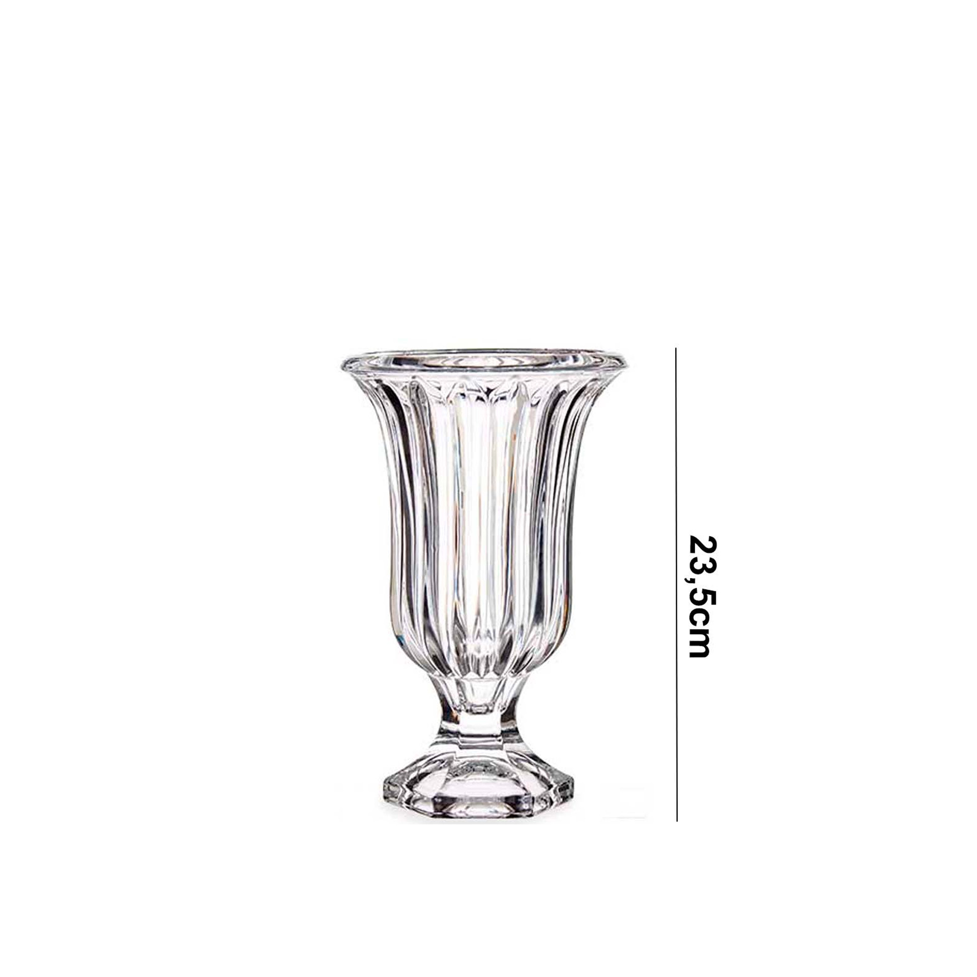 Jarra Vidro com Pé Riscas 23.5cm