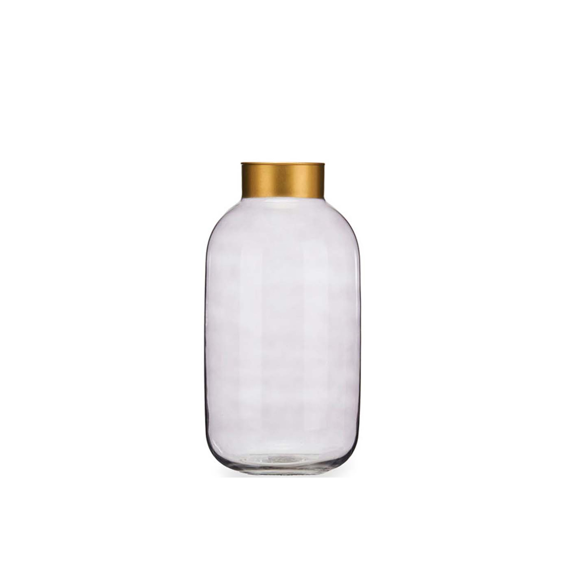 Jarra Vidro Liso Cinza / Ouro 14.5X29.5cm