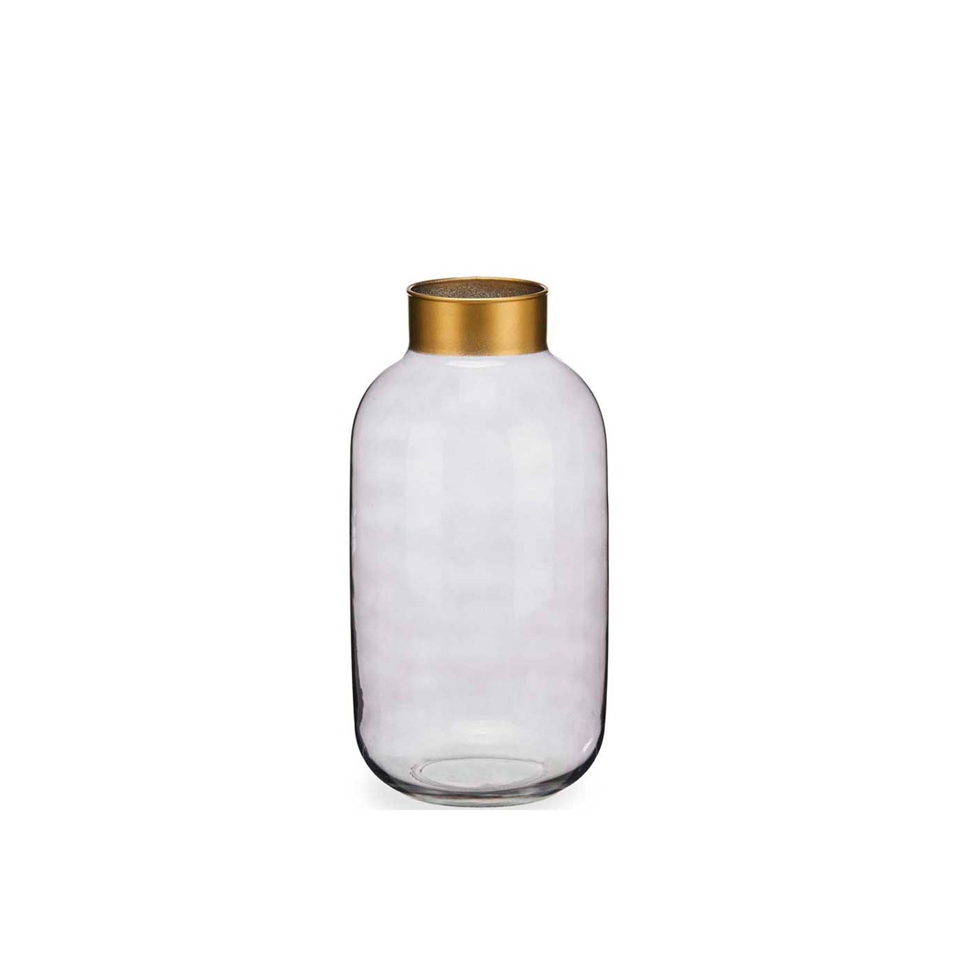 Jarra Vidro Liso Cinza / Ouro 14.5X29.5cm