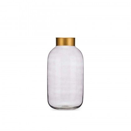 Jarra Vidro Liso Cinza / Ouro 14.5X29.5cm