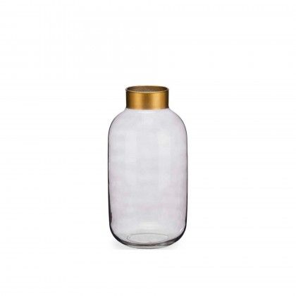 Jarra Vidro Liso Cinza / Ouro 14.5X29.5cm