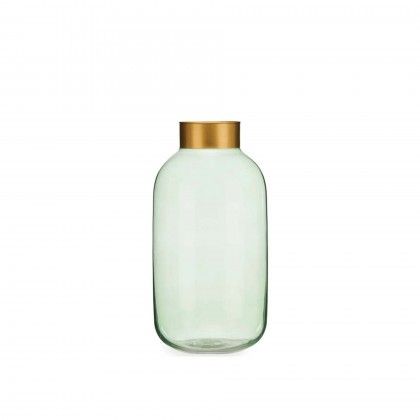 Jarra Vidro Liso Verde / Ouro 14.5X29.5cm