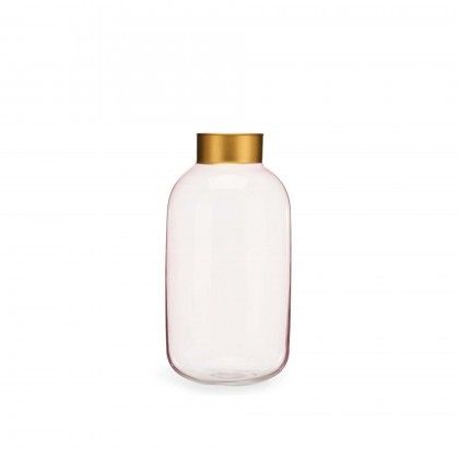 Jarra Vidro Liso Rosa / Ouro 14.5X29.5cm