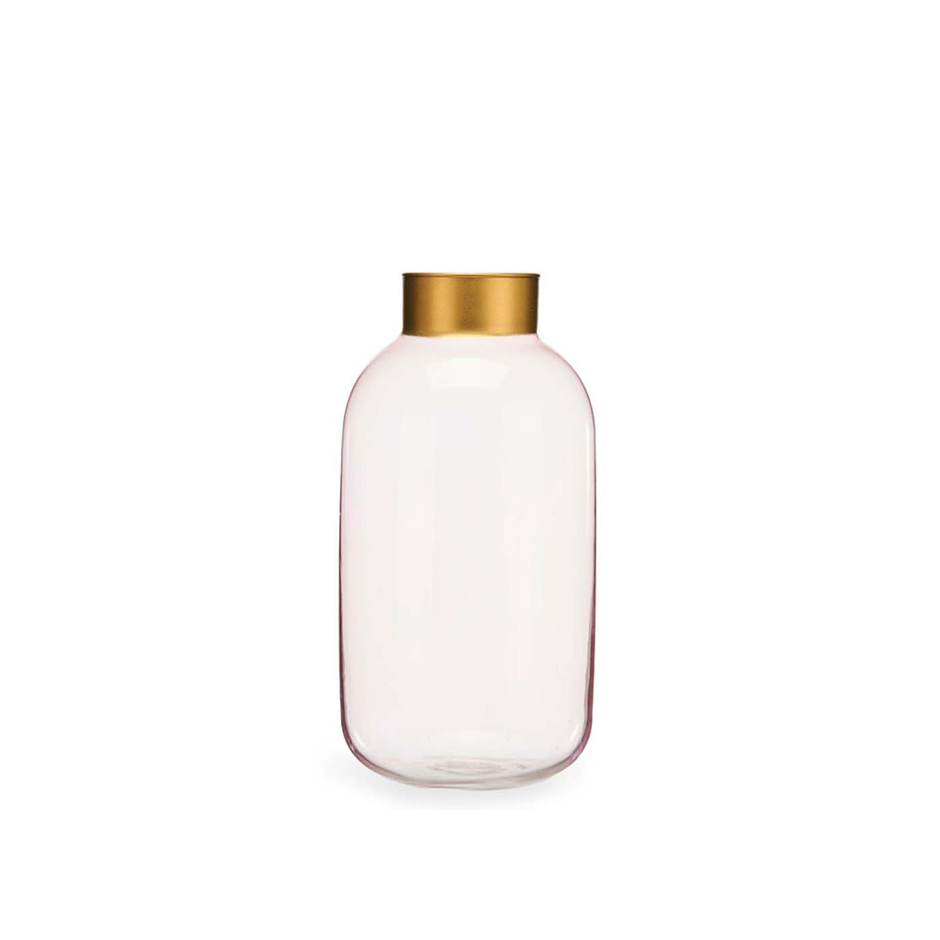Jarra Vidro Liso Rosa / Ouro 14.5X29.5cm