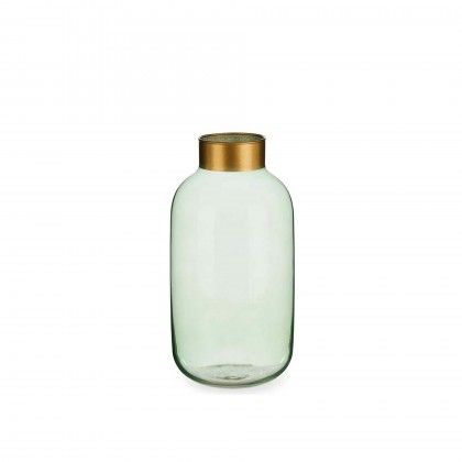 Jarra Vidro Liso Verde / Ouro 14.5X29.5cm