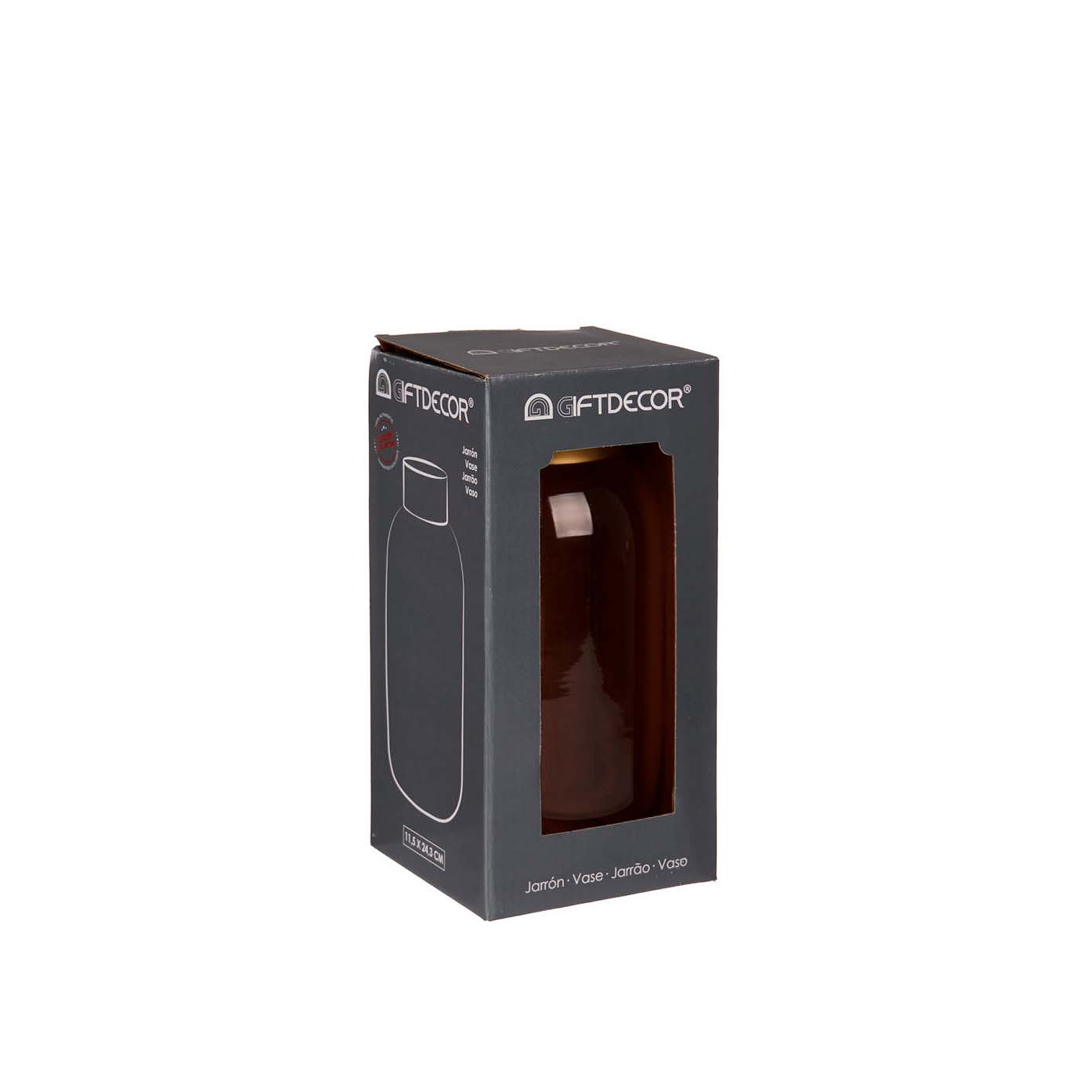 Jarra Vidro Liso Cinza / Ouro 11.5X24.3cm