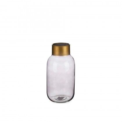 Jarra Vidro Liso Cinza / Ouro 11.5X24.3cm