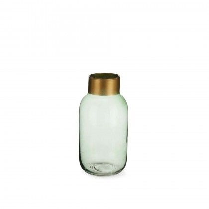 Jarra Vidro Liso Verde / Ouro 11.5X24.3cm