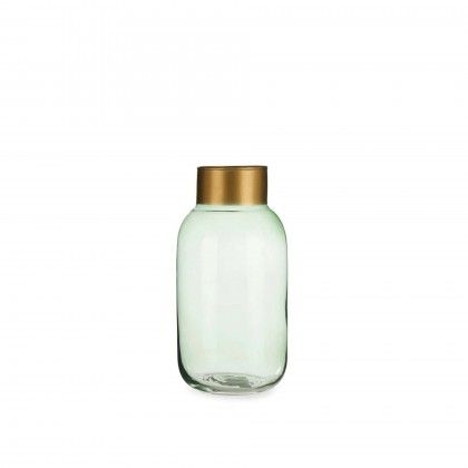 Jarra Vidro Liso Verde / Ouro 11.5X24.3cm