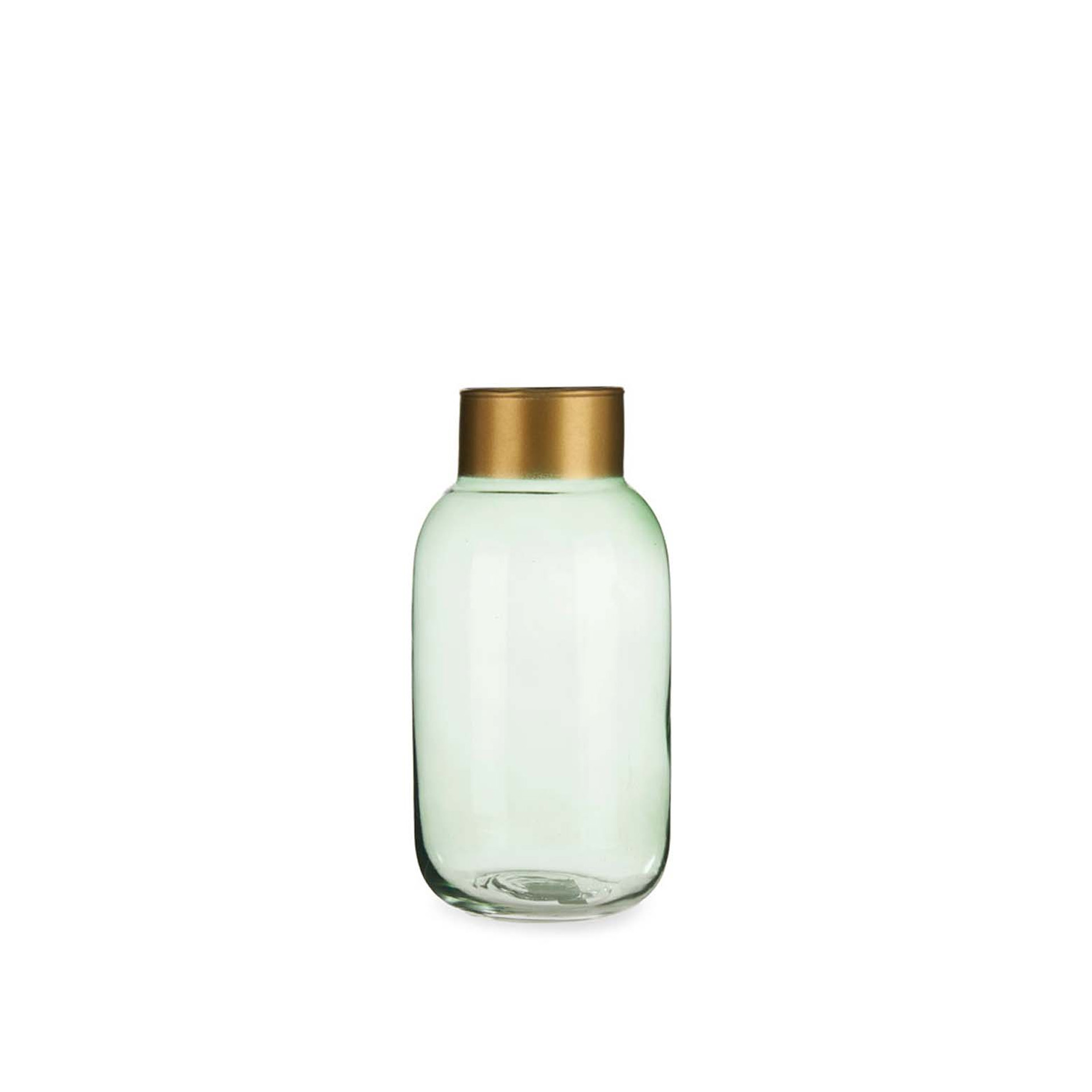 Jarra Vidro Liso Verde / Ouro 11.5X24.3cm