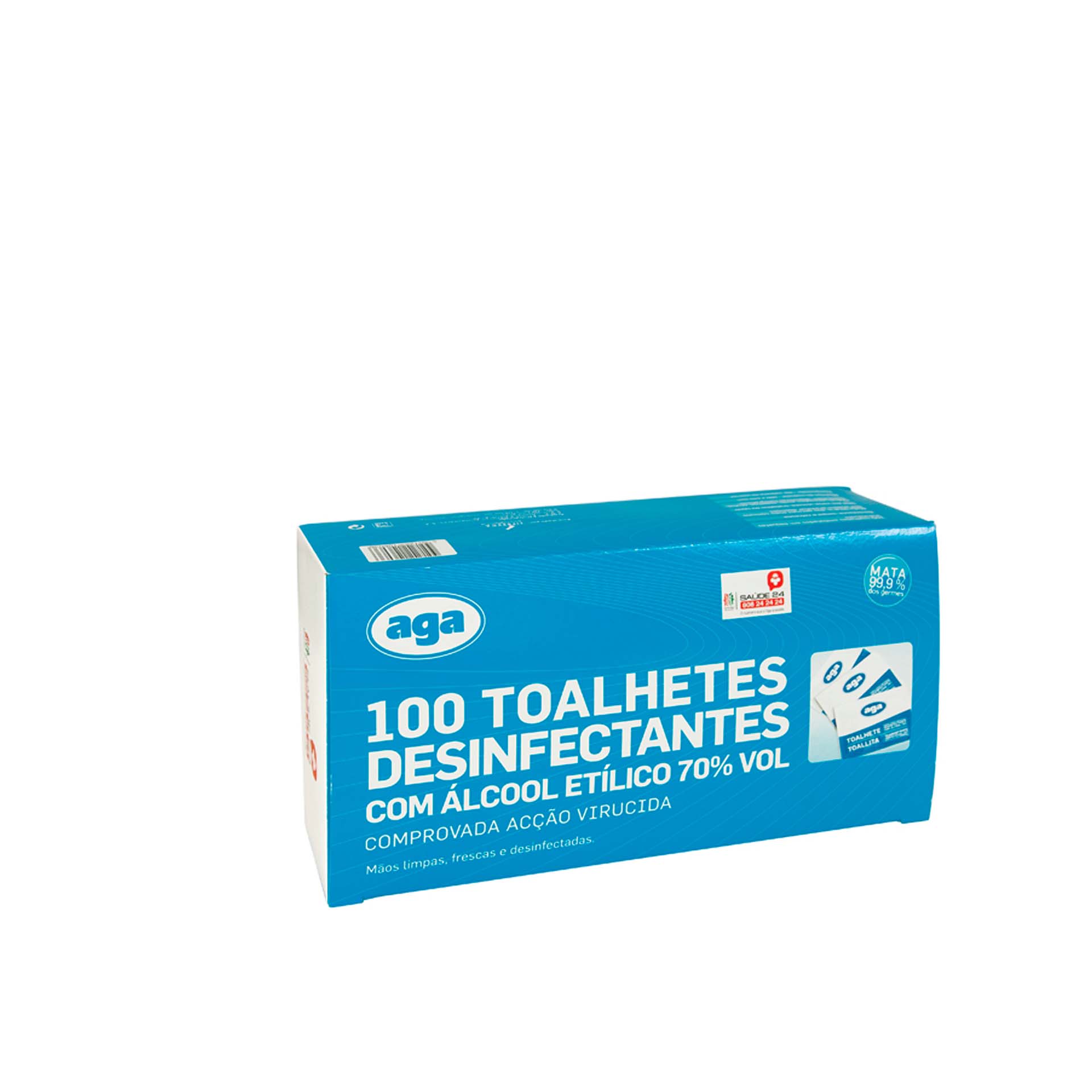 Toalhete Álcool Desinfetante 70% Aga Pack 100