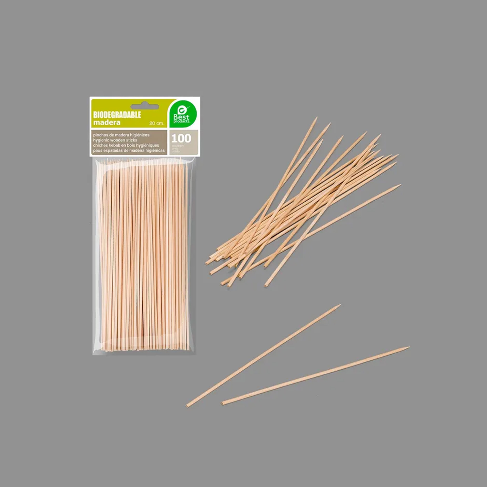 Espeto Madeira 20CM Pack 100