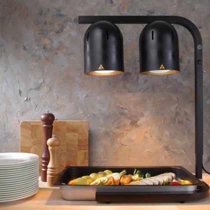 Suporte 2 L�mpadas Aquecimento Alimentos Preto 500W 45.3X36X79cm