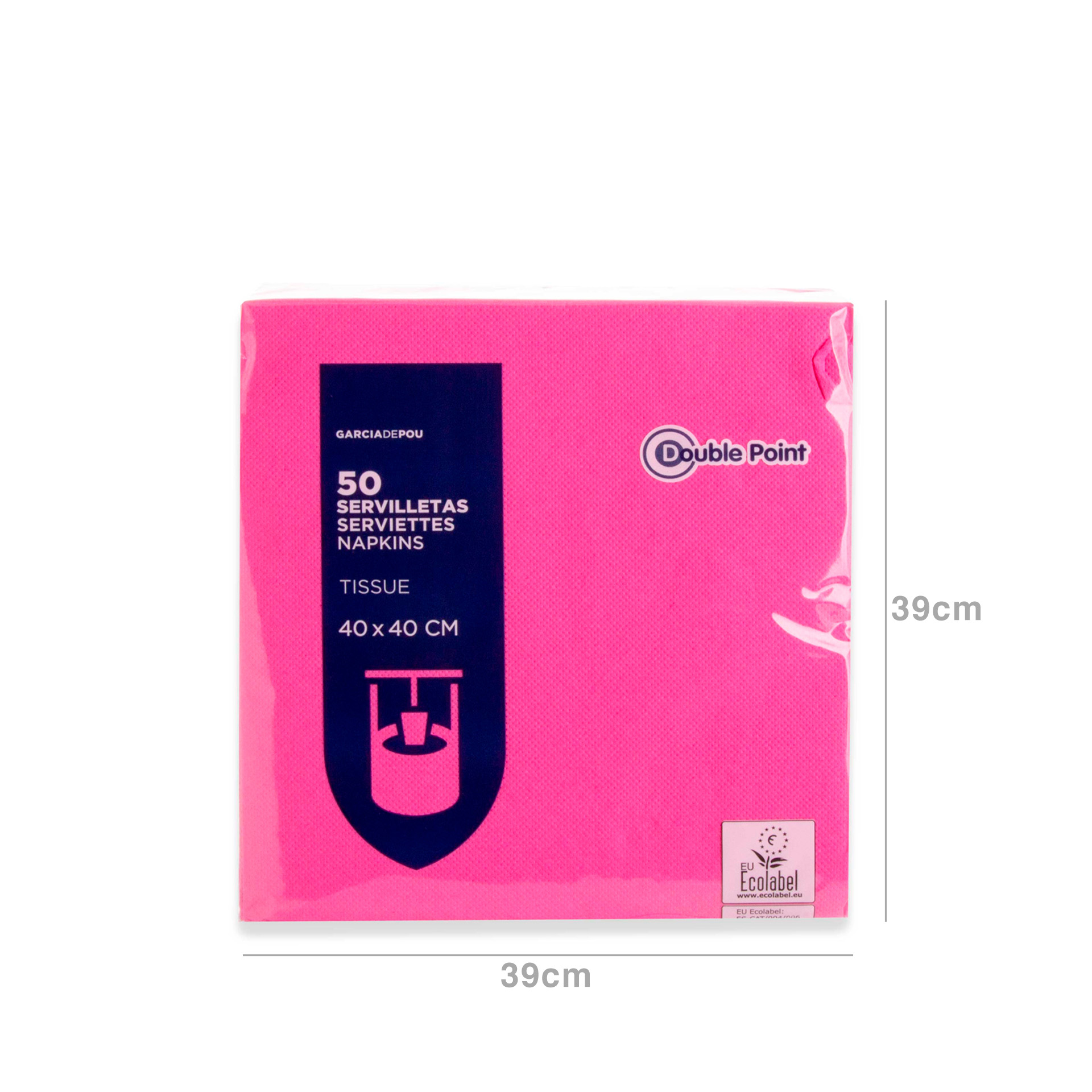 Guardanapos 2 Folhas Rosa Fúscia 39X39CM Pack 50