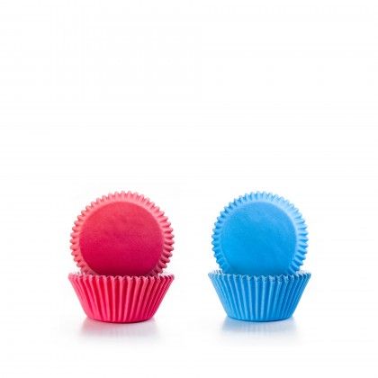 Forma Queque Papel Azul + Rosa 7.5cm Pack 100