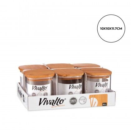 Frasco Hermtico Vivalto com Tampa Bambu 0.880ml 10X10X11.7cm