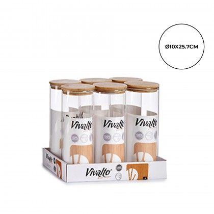 Frasco Hermtico Vivalto com Tampa Bambu 1800ml 10X25.7cm