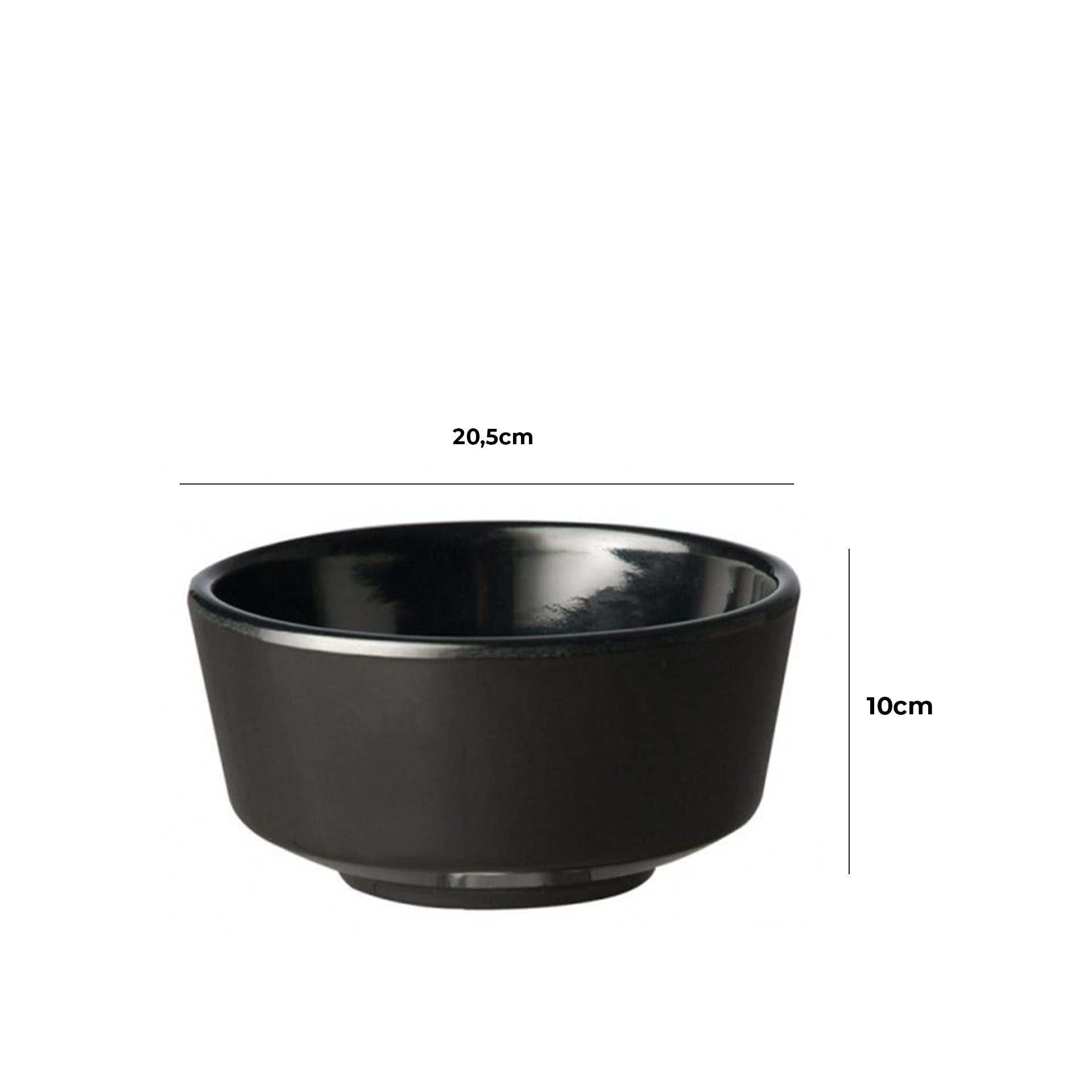 Taça Melamina Float Preta 700ml 15X7.5cm