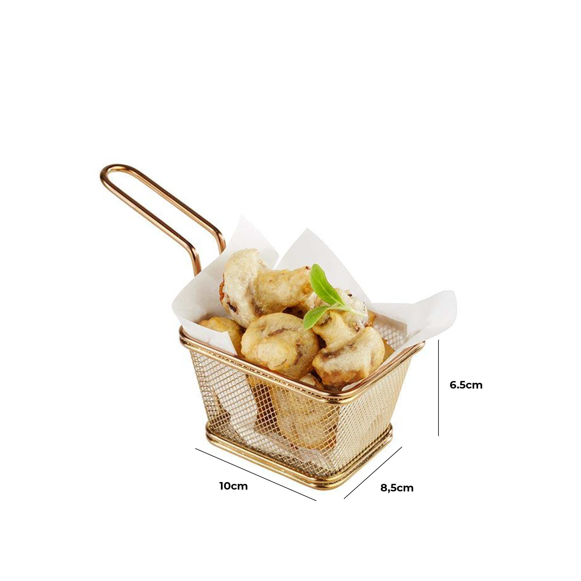 Cesto Servir Inox Dourado 10X8.5X6.5cm