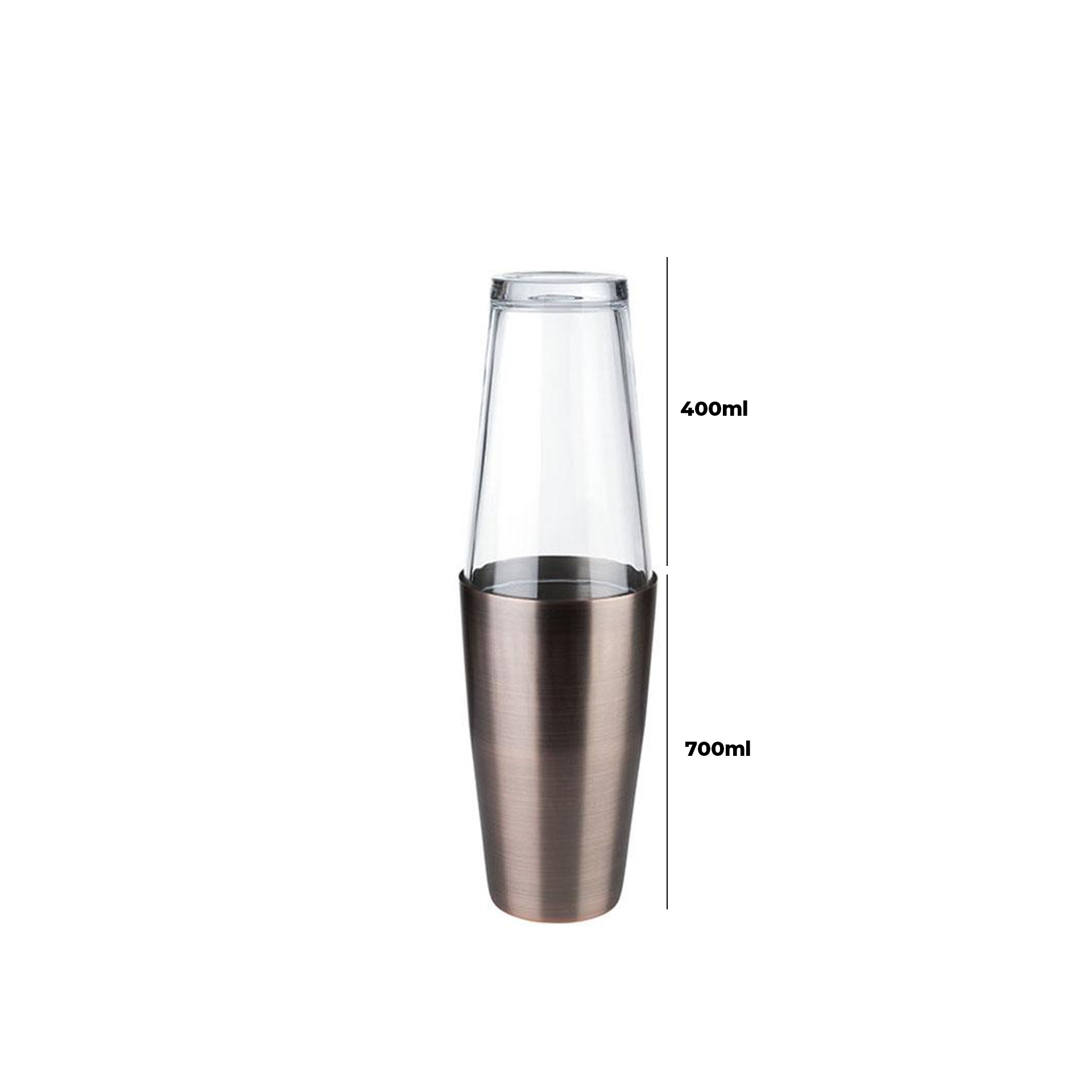 Conjunto Shaker Inox Boston 700ml + Copo Vidro 400ml