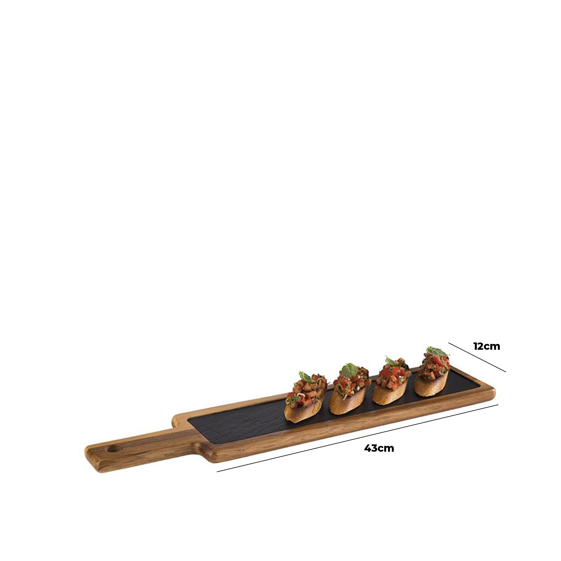 Tábua Servir Madeira / Ardósia 43X12cm