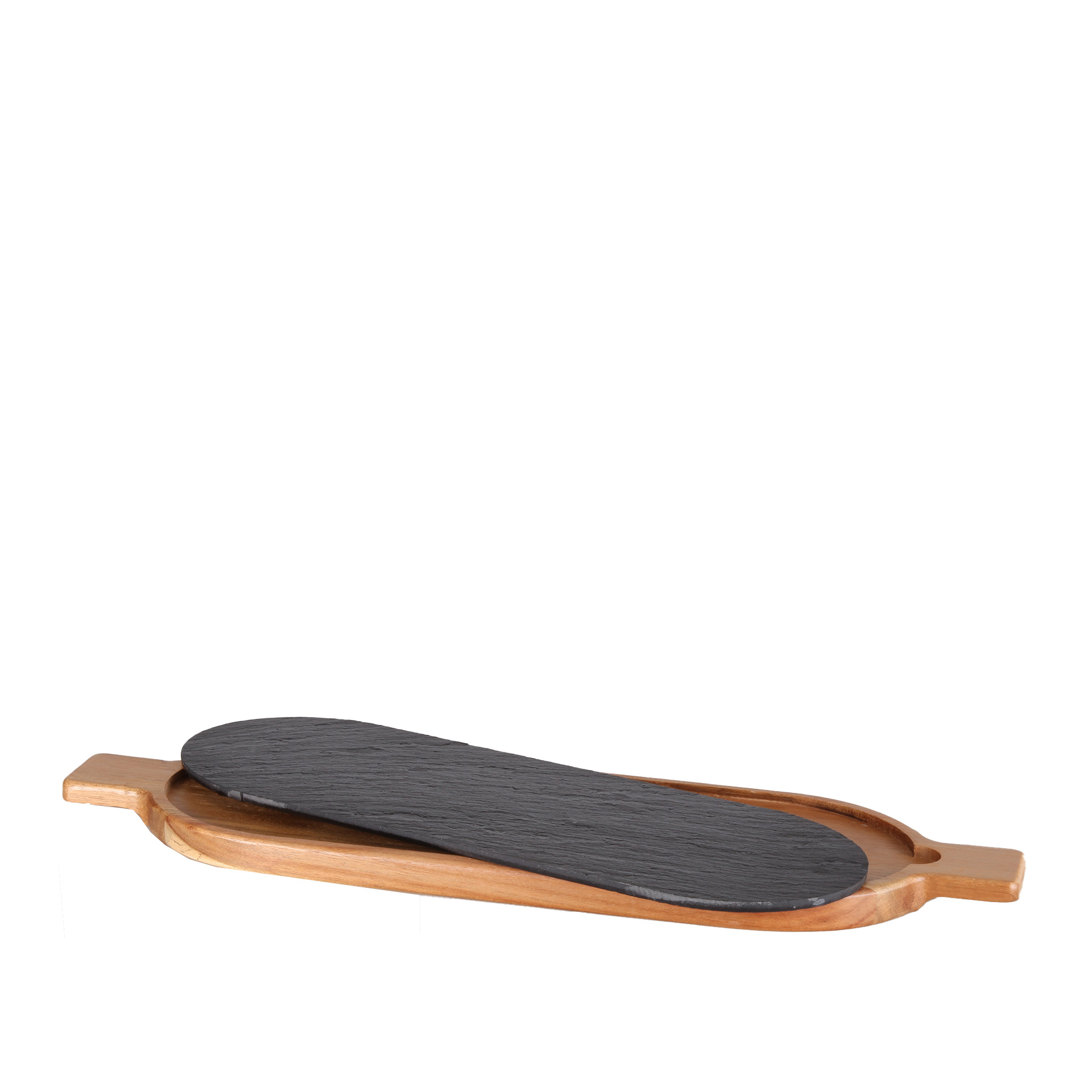 Tábua Servir Madeira / Ardósia 40X15cm