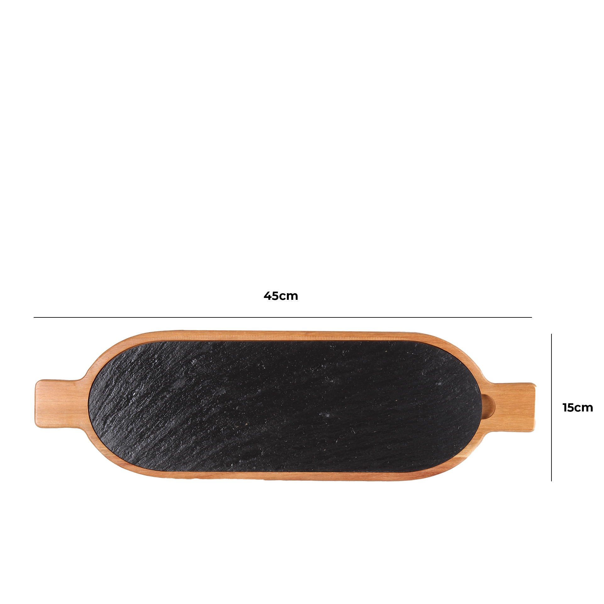 Tábua Servir Madeira / Ardósia 40X15cm