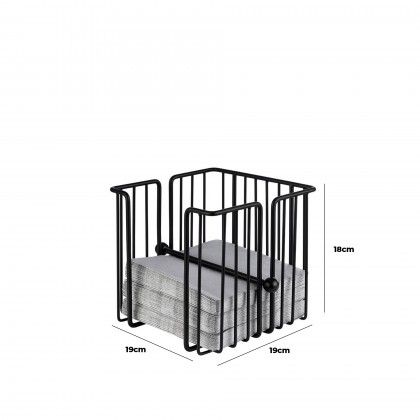 Suporte Guardanapos Metal Preto 19X19X18cm