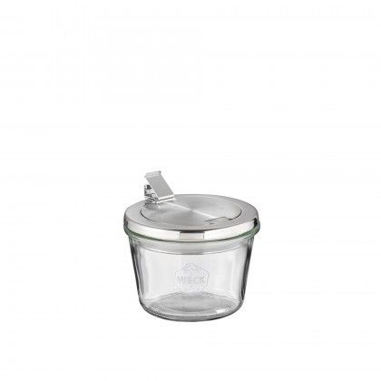 Copo Vidro com Tampa Inox 370ml 11X7.5cm Pack 2