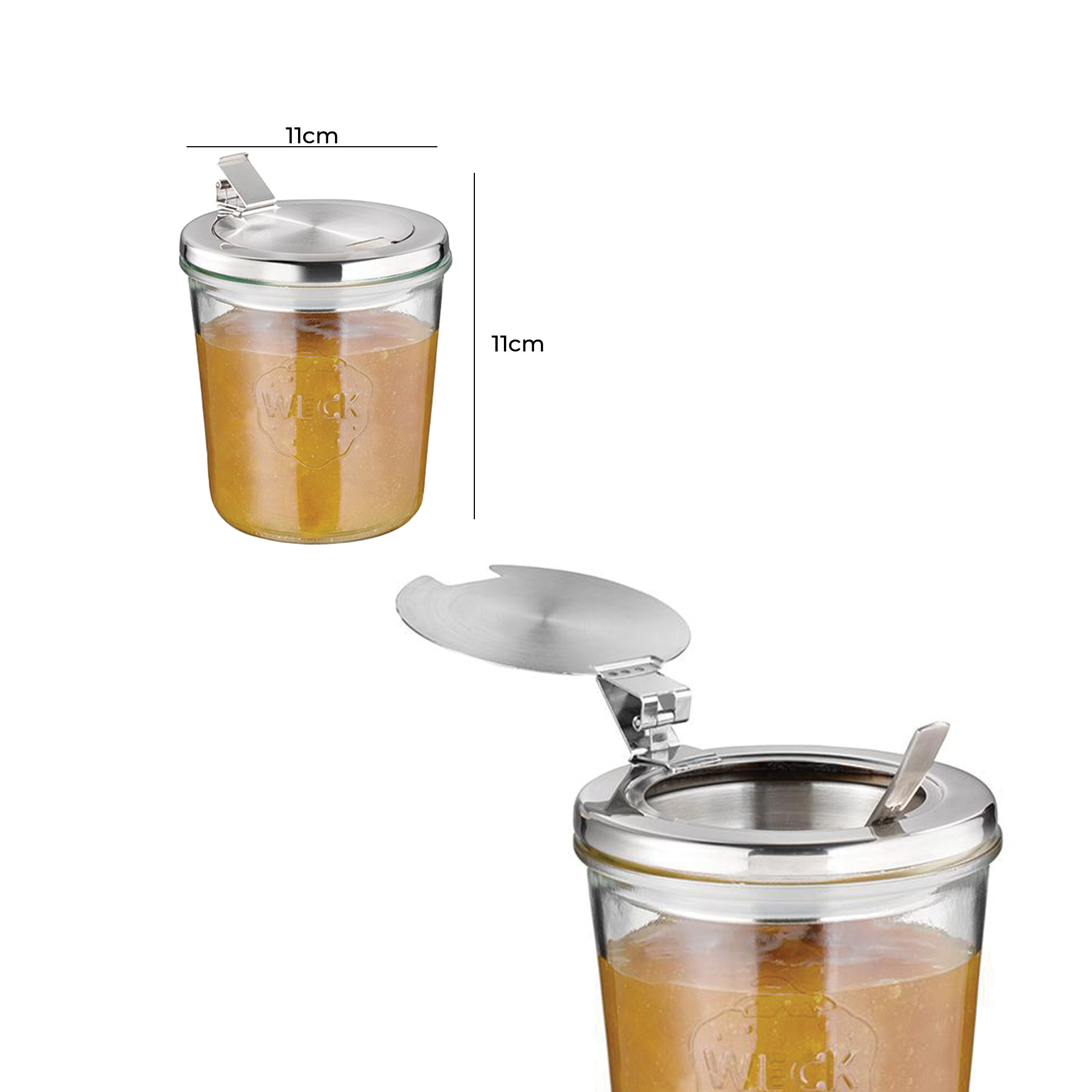 Copo Vidro com Tampa Inox 580ml 11X11cm Pack 2