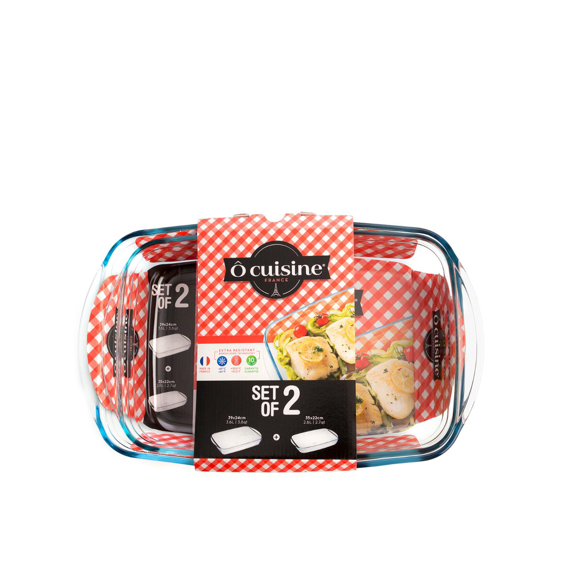 Assadeira Ô Cuisine Retangular 2.6L (35X22cm) + 3.6L (39X24cm) Pack 2