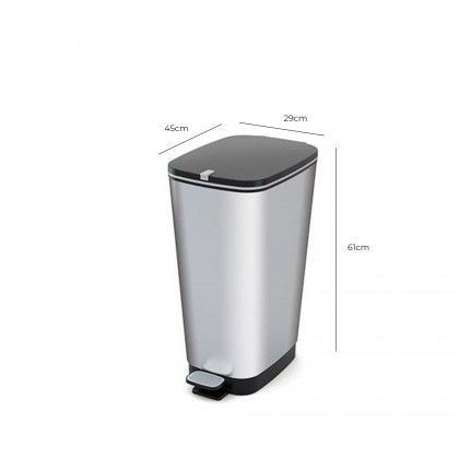 Balde Lixo com Pedal Prateado 29X45X61cm