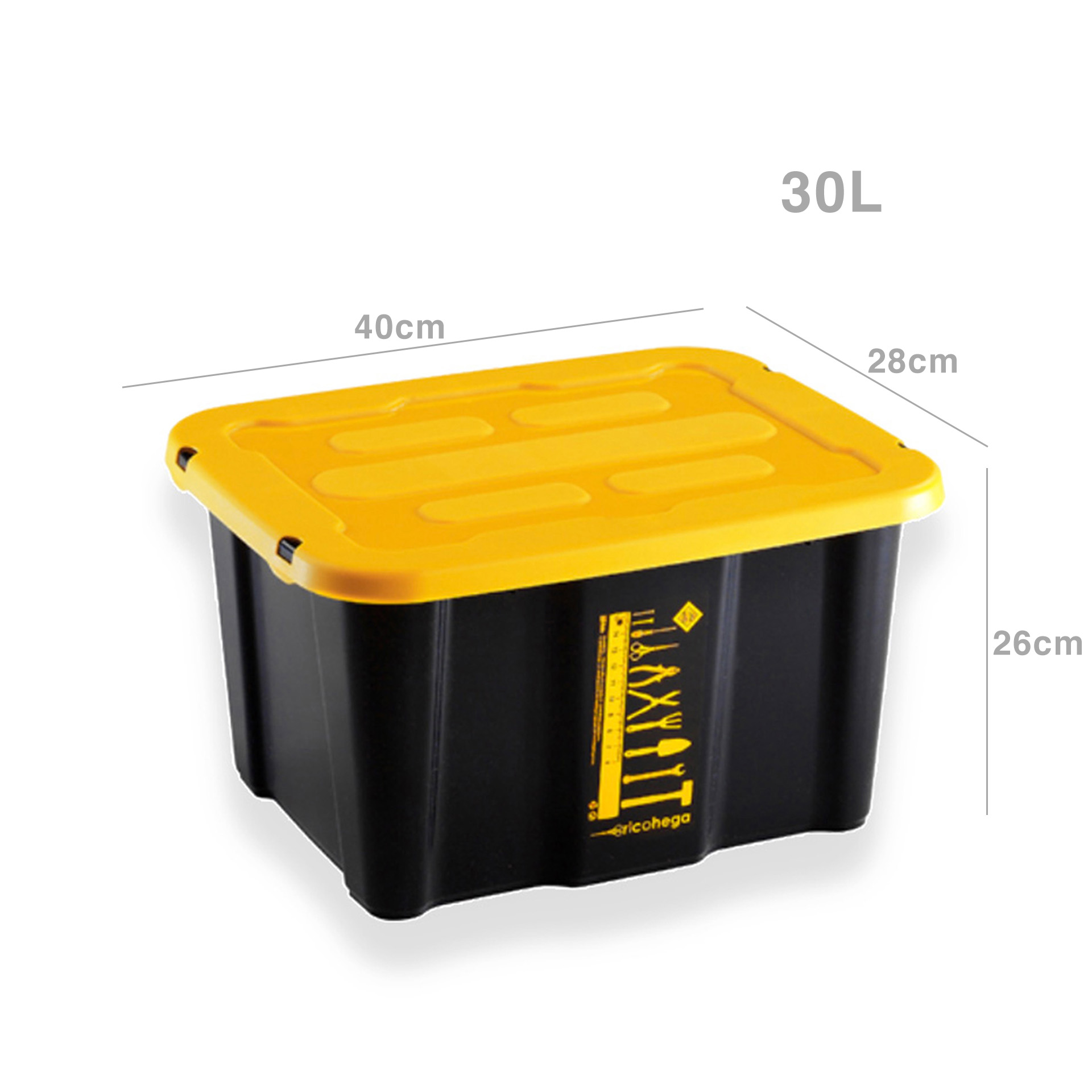Caixa Arrumos Plástico Bricohega Preto 30l 40X28X26cm