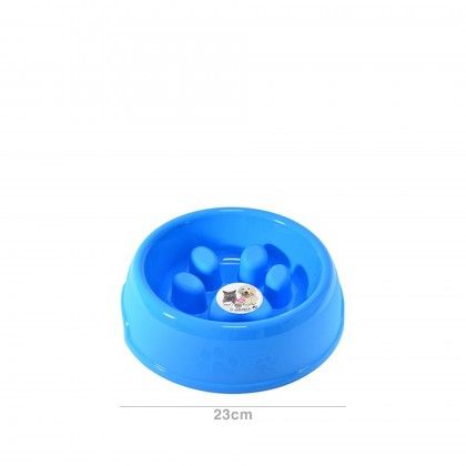 Comedouro Plstico Dogo Lento Azul 800ml 23X6.6cm