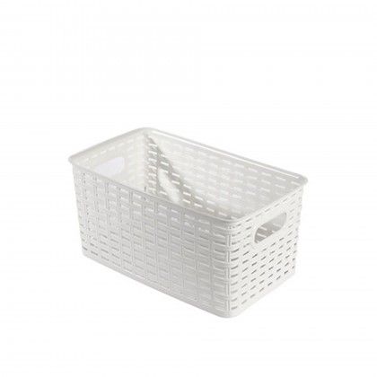 Cesto Multiusos Plástico Rattan 5l 28X16X13cm Branco Cesto Multiusos Plástico Rattan 5l 28X16X13cm Branco
