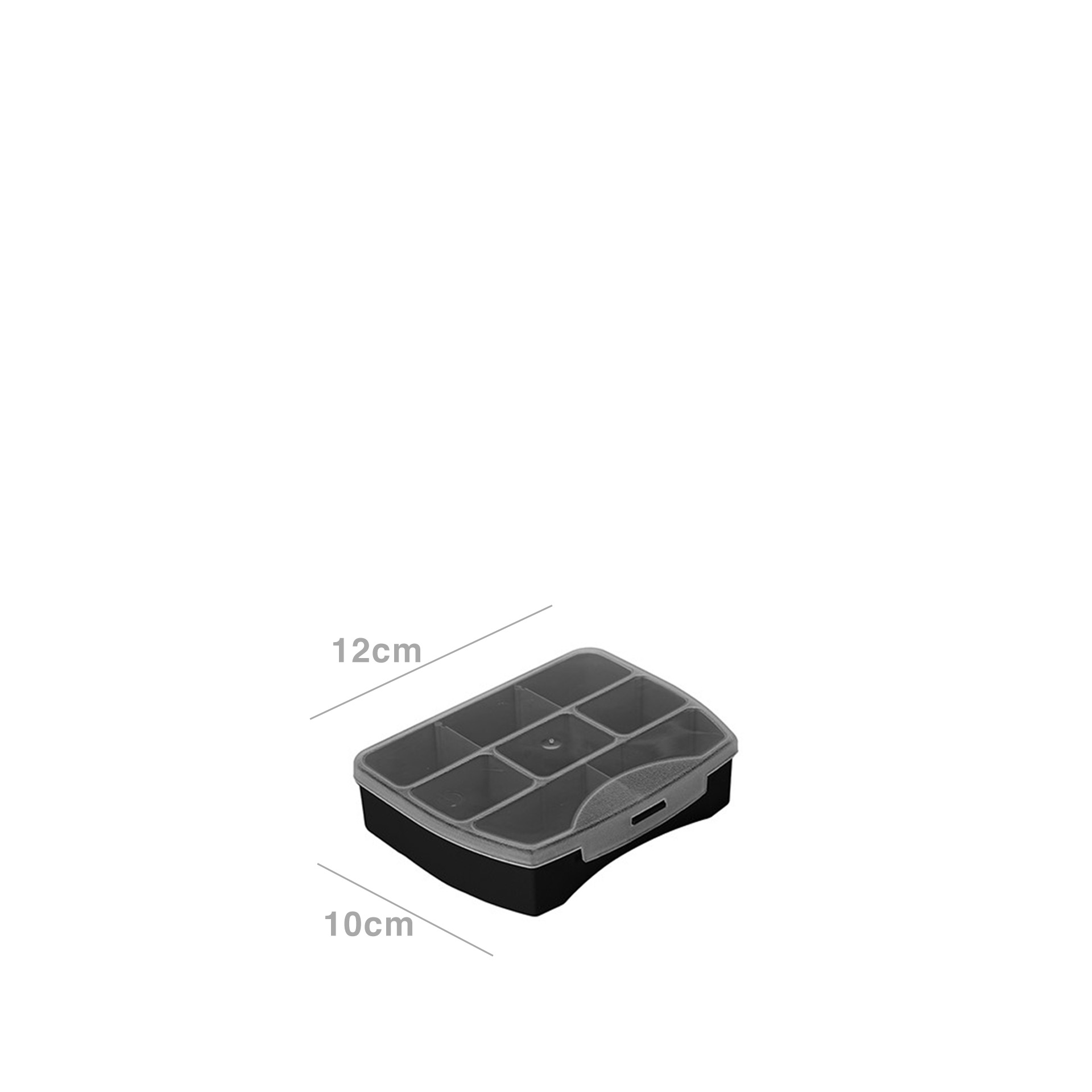 Caixa Organizadora Dividida Plástico Preto 12X10X3cm