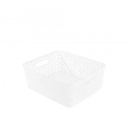 Cesto Multiusos Plástico Rattan 12l 37X30X13.4cm Branco Cesto Multiusos Plástico Rattan 12l 37X30X13.4cm Branco