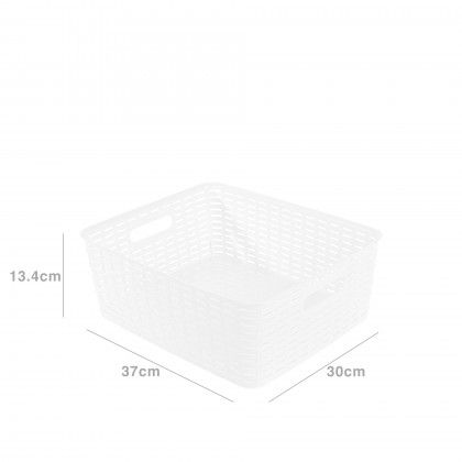 Cesto Multiusos Plástico Rattan 12l 37X30X13.4cm Branco Cesto Multiusos Plástico Rattan 12l 37X30X13.4cm Branco