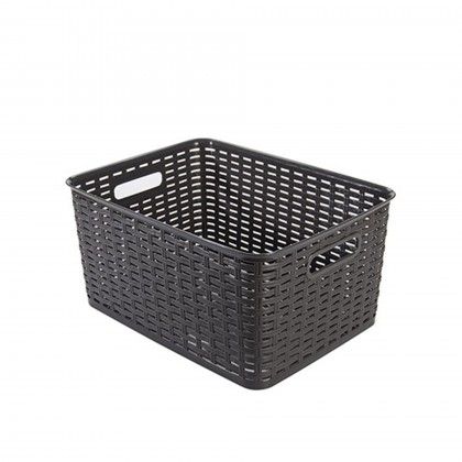 Cesto Multiusos Plstico Rattan 29l 41.5X36X23cm Castanho