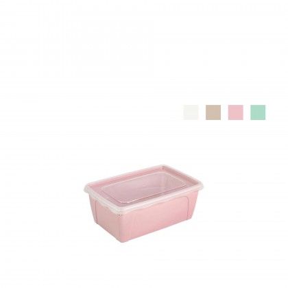 Caixa Hermtica Hega Retangular Pastel Rosa 1000ml 18X12X7cm