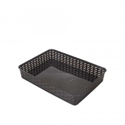 Cesto Multiusos Plstico Rattan Retangular Castanho 4500ml 35.8X26X6cm