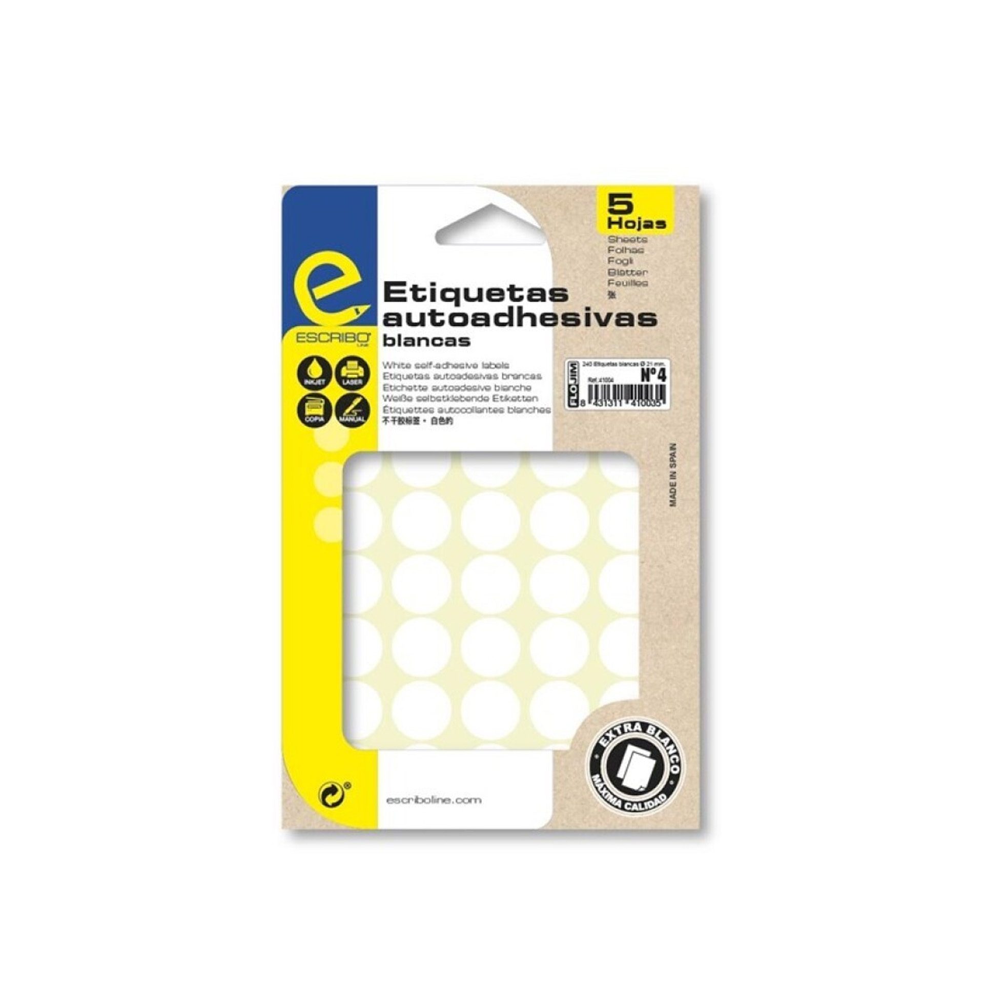 Etiqueta Adesiva Branco 19mm Pack 200